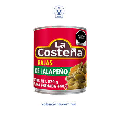 Chile Rajas de Jalapeño La Costeña 820 gr