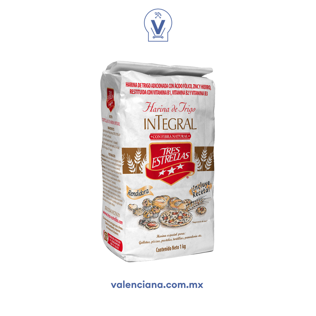 Harina de Trigo Integral Tres Estrellas 1 kg