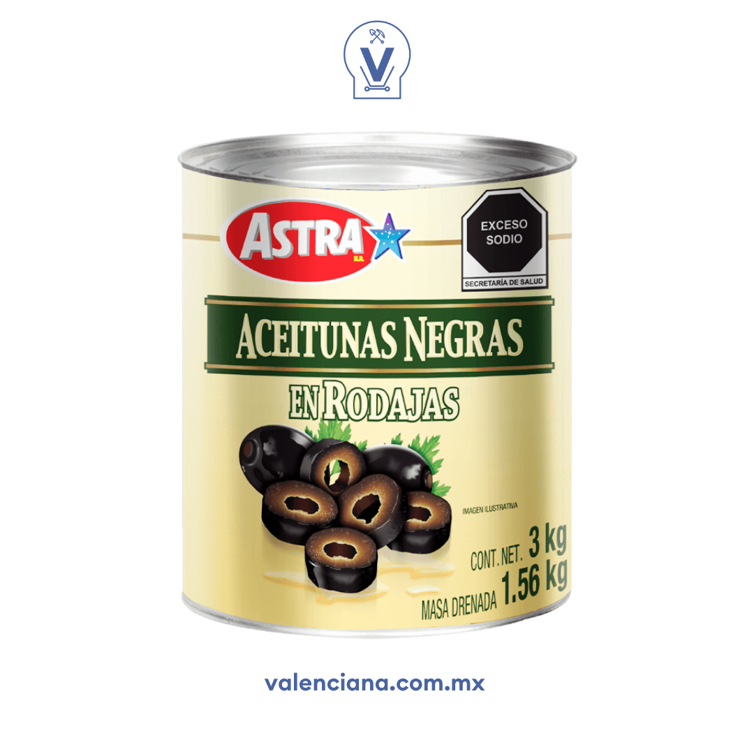 Aceitunas Negras en Rodajas Astra 3 kg
