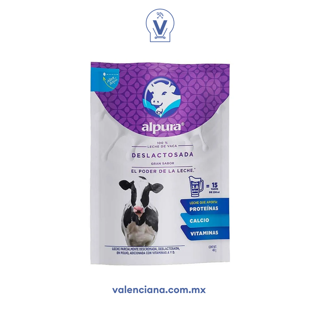 Leche Deslactosada en Polvo Alpura 460 gr