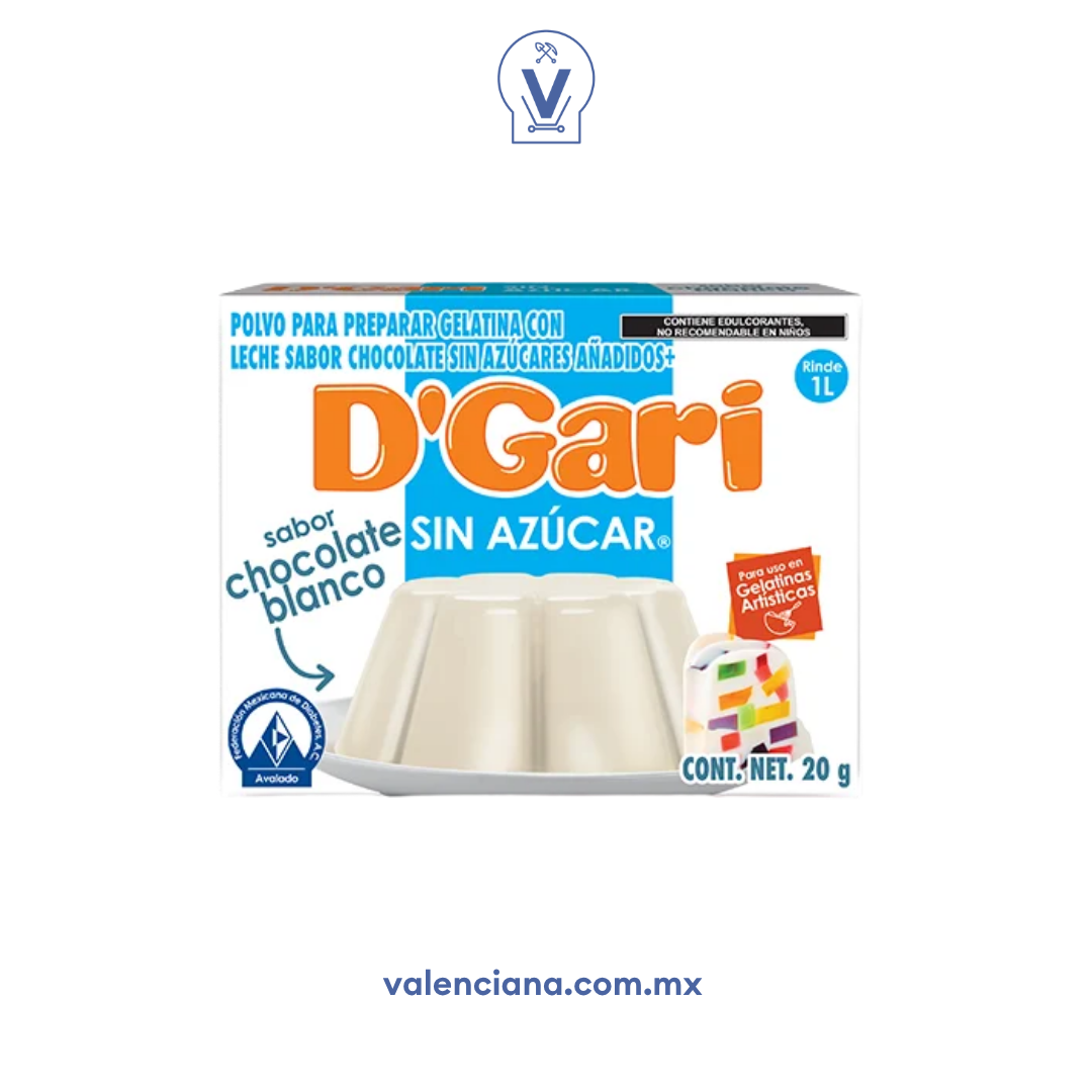 Gelatina de Chocolate Blanco sin Azucar D´gari 2 Sobres de 10 gr
