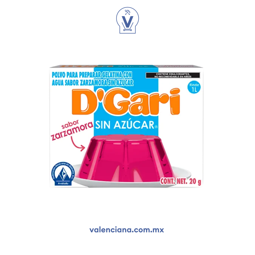 Gelatina de Zarzamora sin Azucar D´gari 2 sobres de 10 gr
