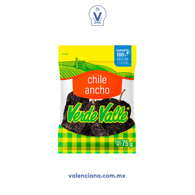 Chile Ancho Verde Valle Caja con 20 Piezas de 75 gr