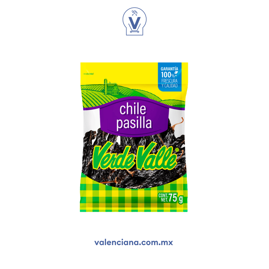 Chile Pasilla Verde Valle Caja con 20 Piezas de 75 gr