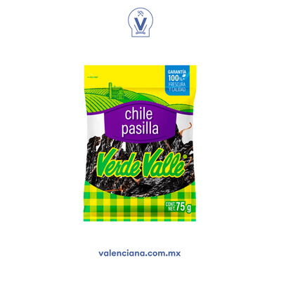 Chile Pasilla Verde Valle Caja con 20 Piezas de 75 gr