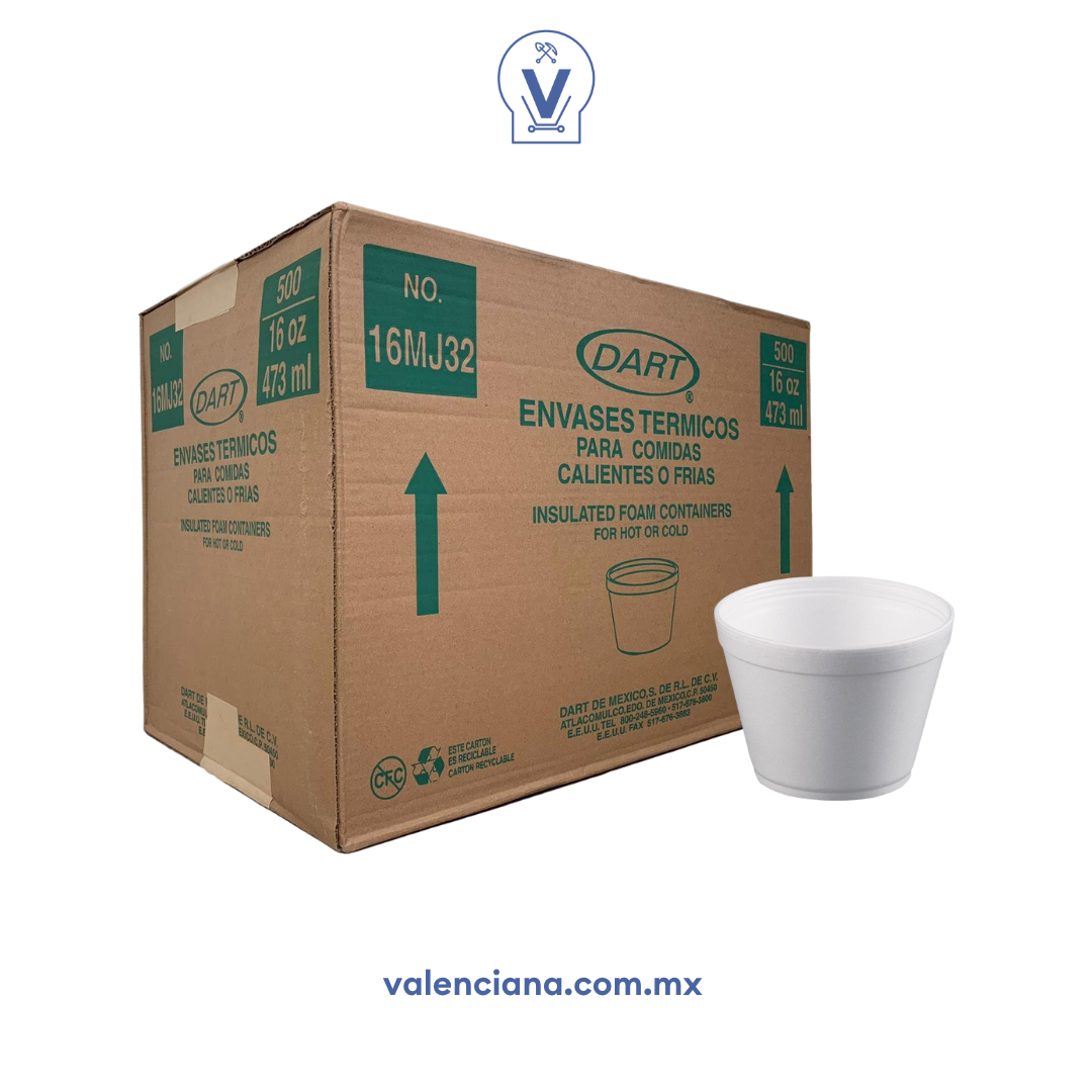 Vaso de Unicel de 500 ml Dart 16MJ32 Paquete con 25 Piezas
