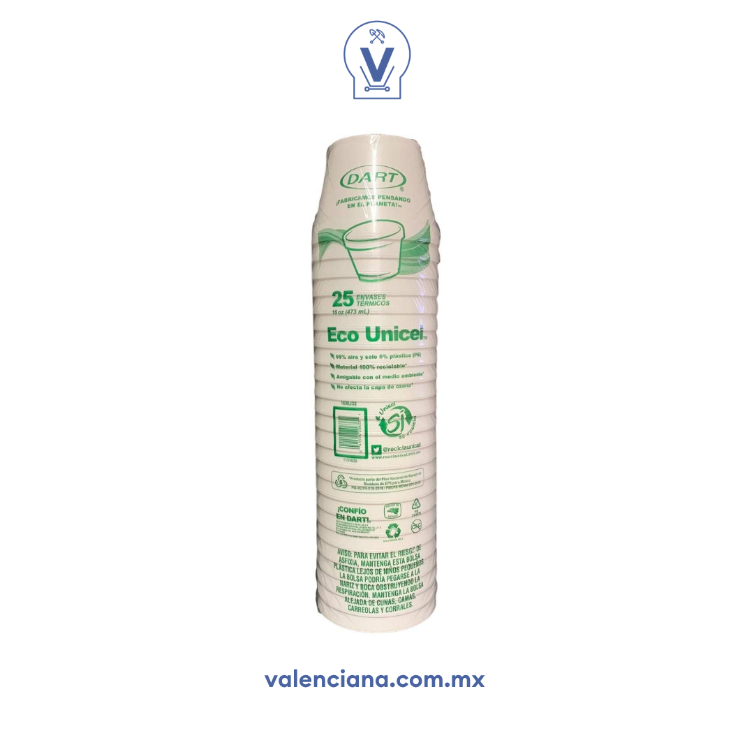 Vaso de Unicel de 500 ml Dart 16MJ32 Paquete con 25 Piezas