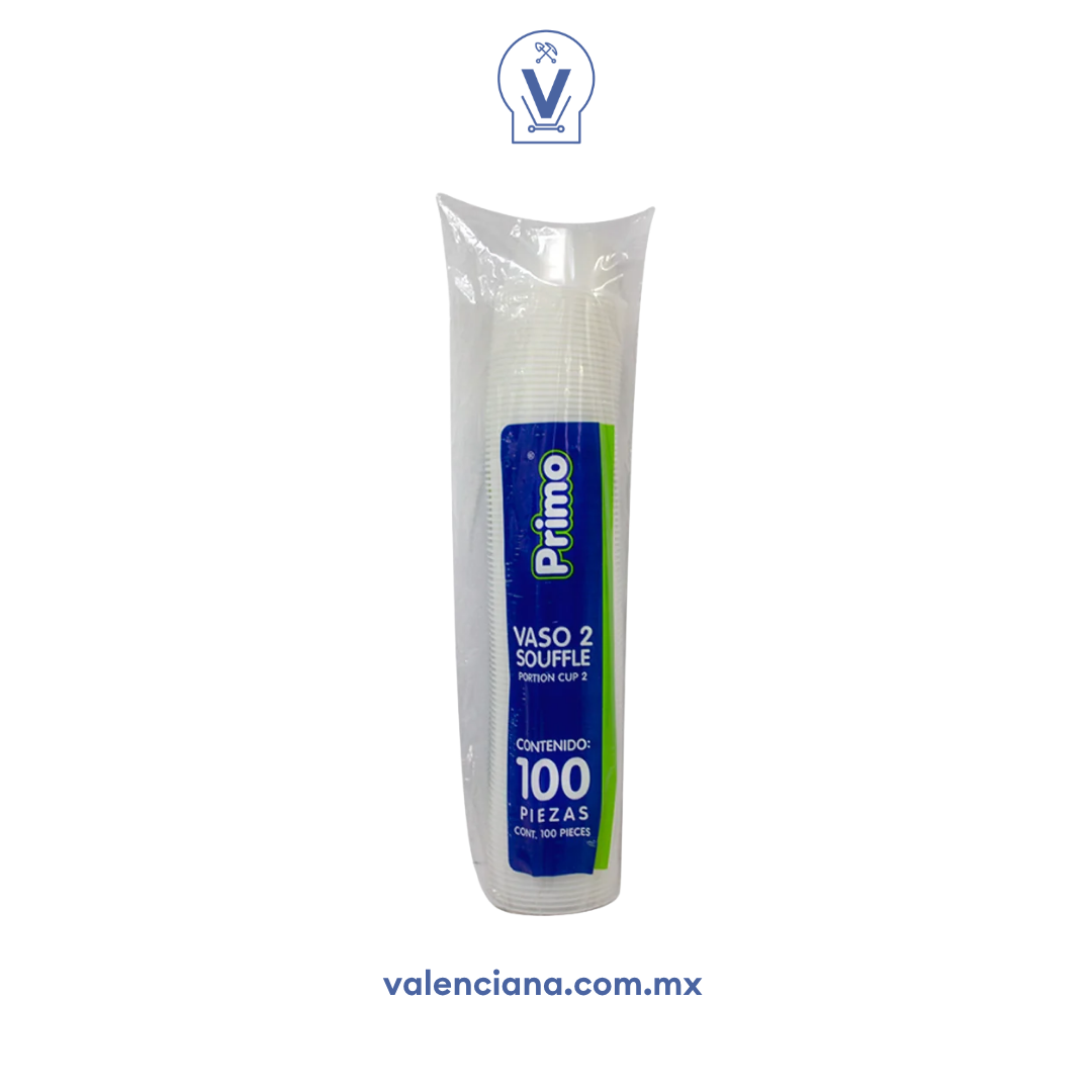 Vaso Souffle de 2 Onzas Primo Paquete con 100 piezas