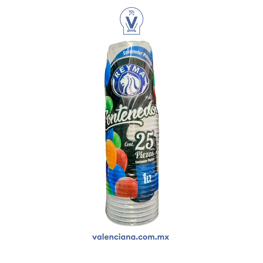 Vaso de Plastico de 1 lt Reyma Paquete con 25 Piezas