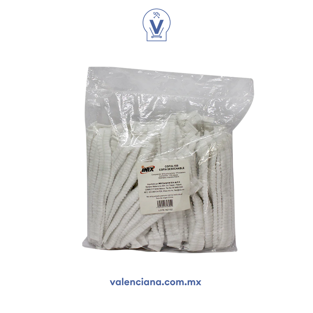 Cofia Plisada Blanca Paquete con 100 Piezas