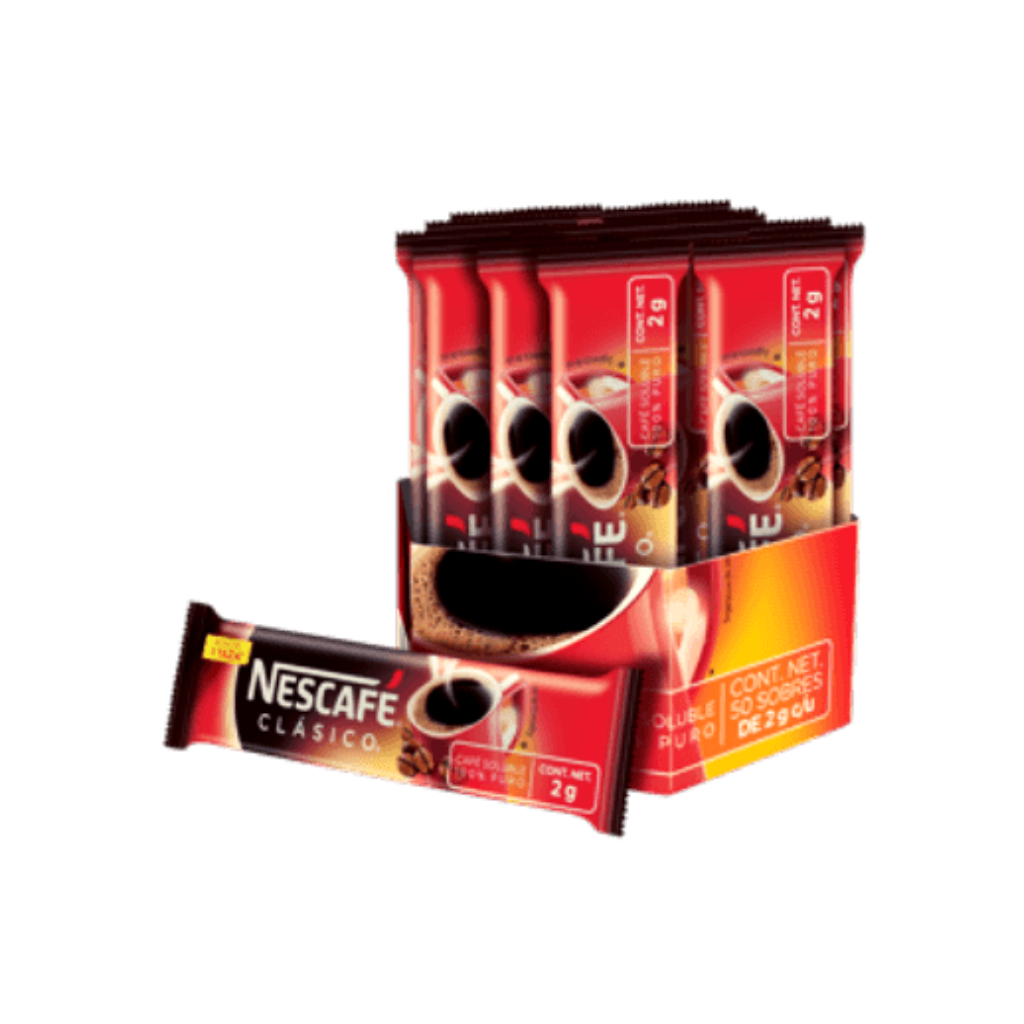 CAFE SOLUBLE NESCAFE CLASICO 50 SOBRES DE 2GR C U 1 PZA