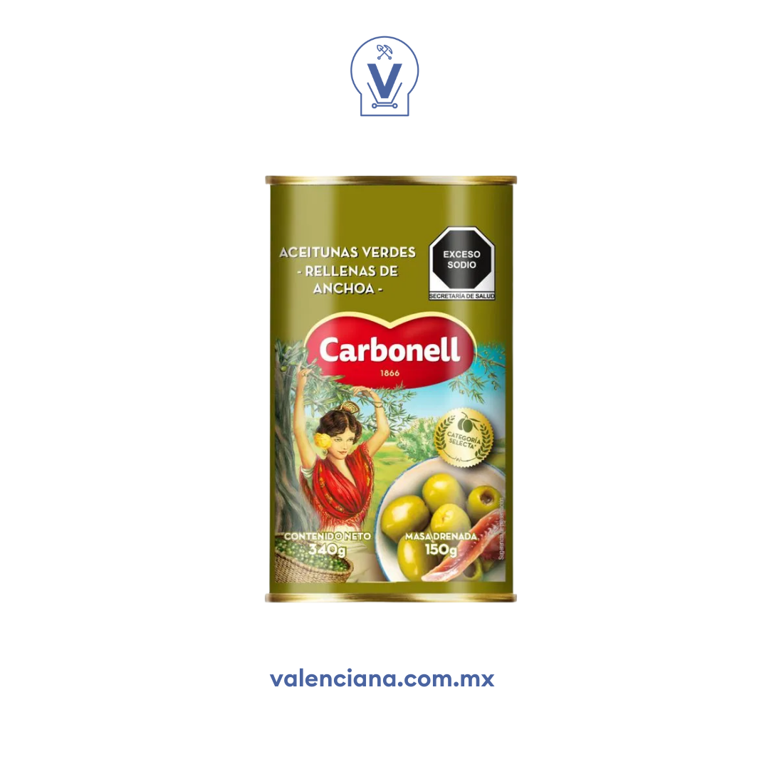 Aceitunas Rellenas con Anchoa Carbonell 340 gr