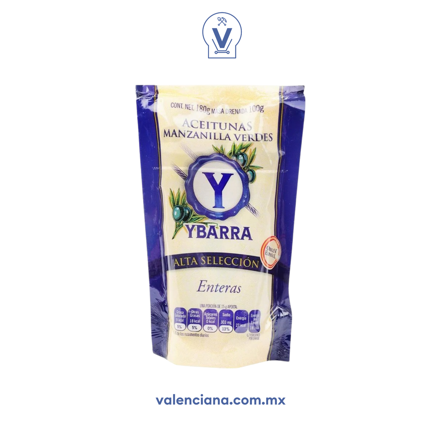 Aceitunas Enteras en Bolsa Ybarra 180 gr