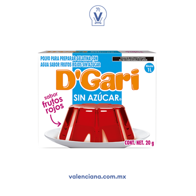 Gelatina Sabor Frutos Rojos sin Azucar D´gari 2 Sobres de 10 gr