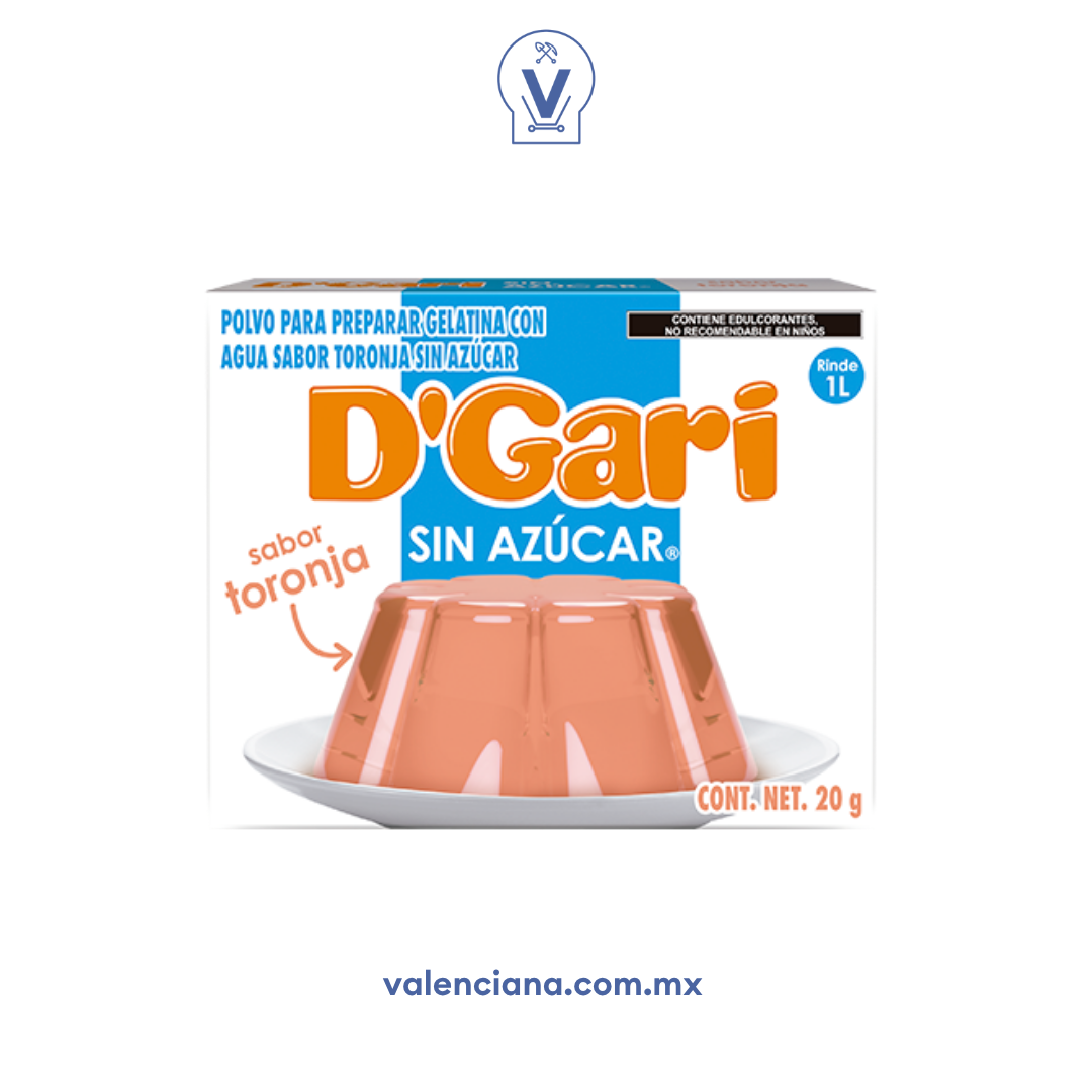 Gelatina Sabor Toronja Sin Azúcar D´gari 2 Sobres de 10 gr