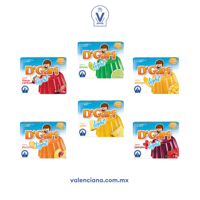 Gelatina Light Surtida D´Gari 24 Paquetes con 2 Sobres de 10 gr