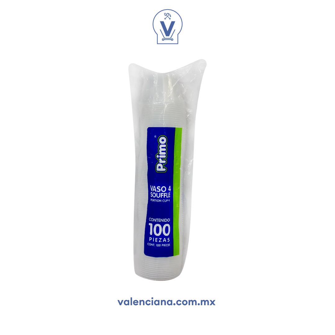 Vaso Souffle de 4 Onzas Primo Paquete con 100 piezas