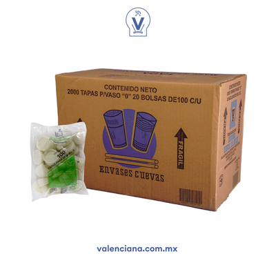 Tapa de Plastico No. 0 20 Paquetes con 100 Piezas