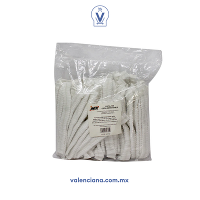 Cofia Plisada Blanca Paquete con 100 Piezas