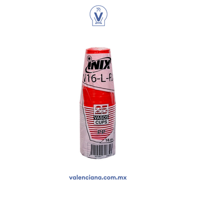 Vaso Rojo No. 16 Paquete con 25 Piezas