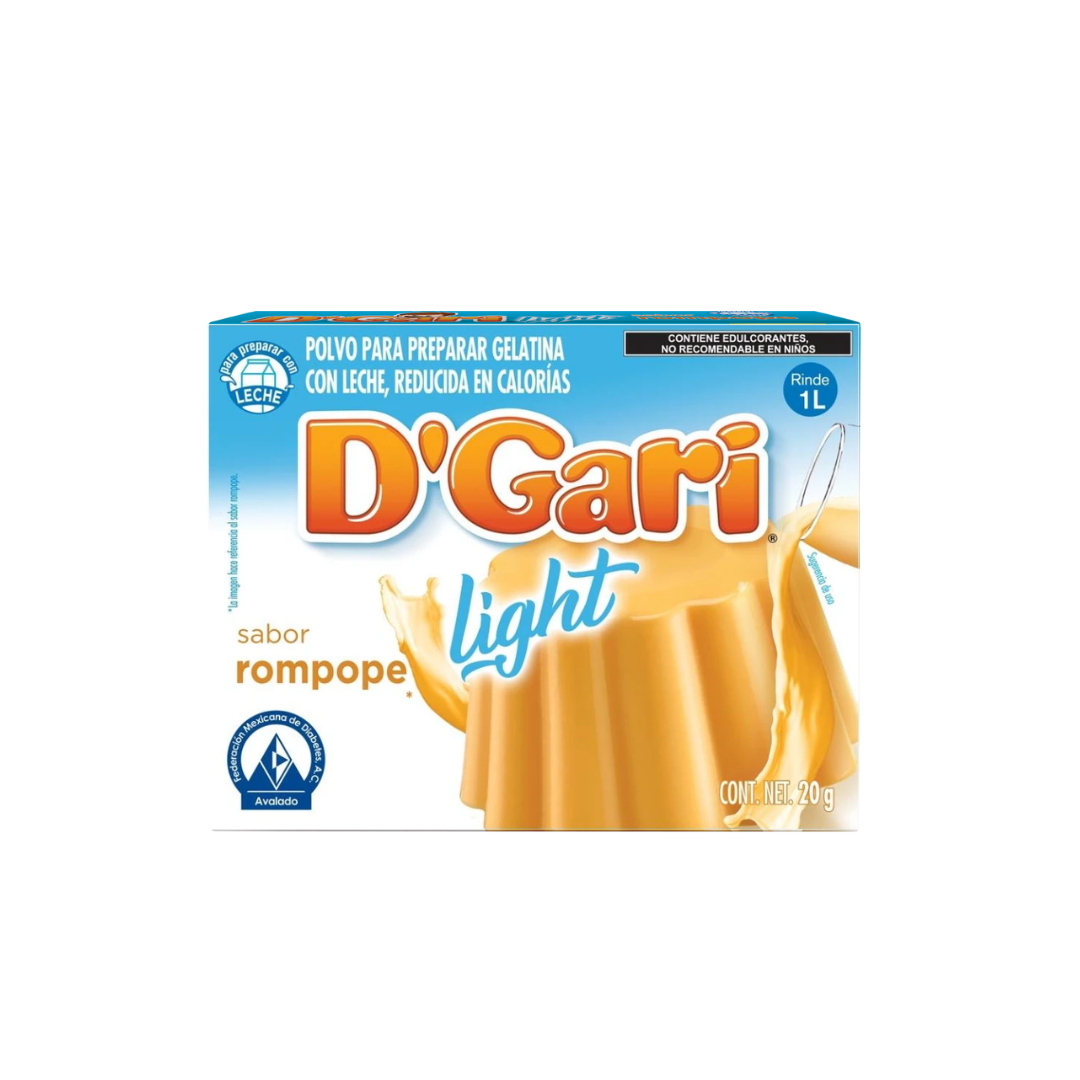 Gelatina Light de Rompope D´Gari 2 Sobres de 10 gr